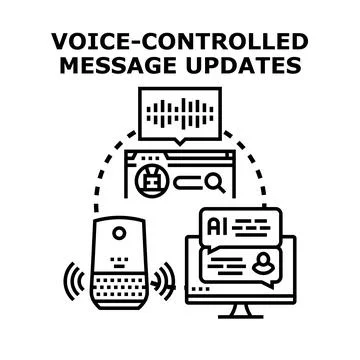 Voice controlled message updates system concept Stock Illustration