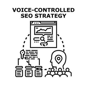 Voice controlled seo strategy developing digital marketing analytics Stock Illustration