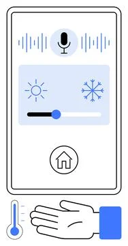 Voice-Controlled Smart Home Climate Control with Temperature Adjustment and.. Stock-Illustration