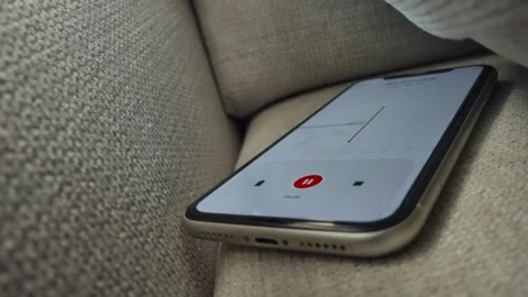 Voice detection and recording app in mobile phone listening to contestation Stock Footage 314358173