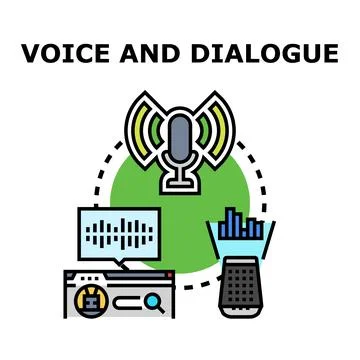 Voice dialogue interface interacting with smart speaker and search Illustrazione stock