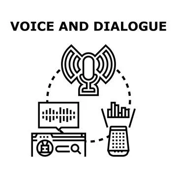 Voice dialogue interface interacting with smart speaker and search Stock Illustration