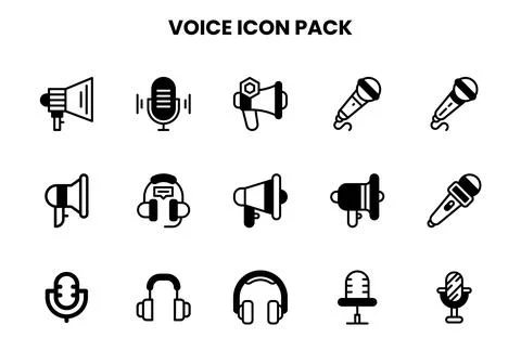 Voice DuoTone Bundle Icons Pack Stock Illustration