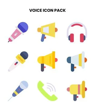 Voice Flat Bundle Icons Pack Stock Illustration