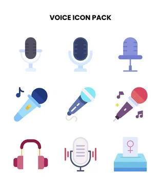 Voice Flat Set Icons Pack Stock Illustration