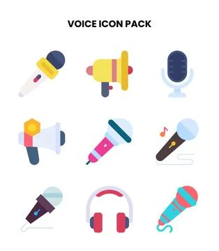 Voice Flat UI Icons Pack Stock Illustration