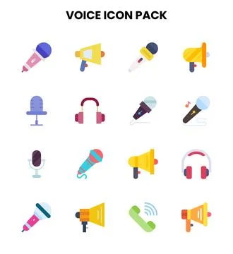 Voice Flat UI Icons Pack Stock Illustration