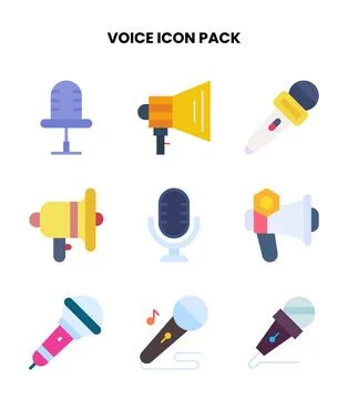 Voice Flat UI Icons Pack Stock Illustration