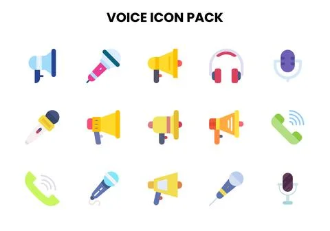 Voice Flat Vector Icons Pack Stock Illustration