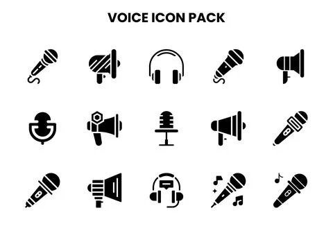 Voice Glyph Icons Pack Stock Illustration