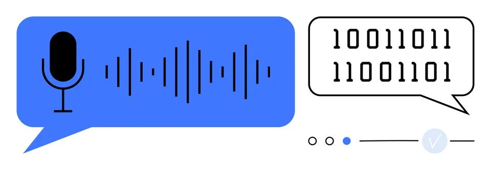 Voice Input and Binary Output in Speech-to-Text Conversion Visual Stock Illustration
