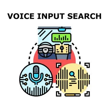 Voice input search concept receiving audio command Stock Illustration
