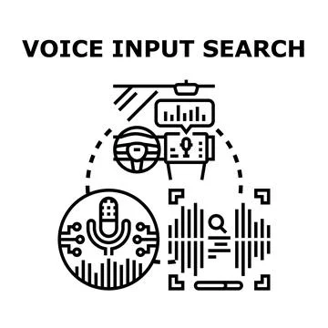 Voice input search concept receiving audio command Stock Illustration