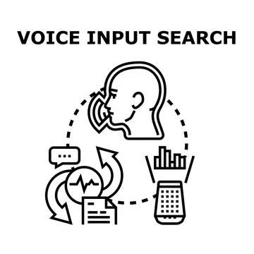 Voice input search technology assisting digital information retrieval Illustrazione stock