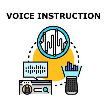 Voice instruction technology driving digital assistant interaction Stock Illustration
