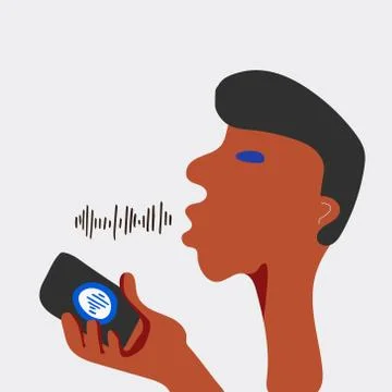 Voice instructions to a smart device. Stock Illustration