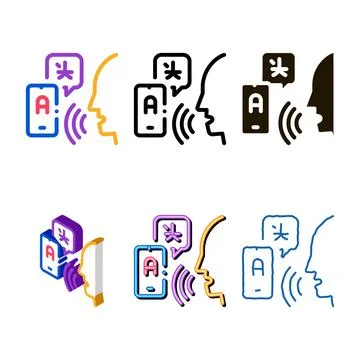 Voice interpreter designs translator icon thin line vector Stock Illustration