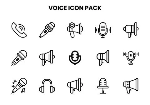 Voice Line Bundle Icons Pack Stock Illustration
