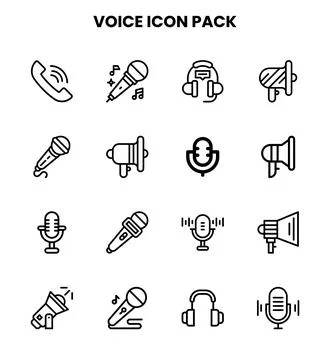 Voice Line Icons Pack Stock Illustration