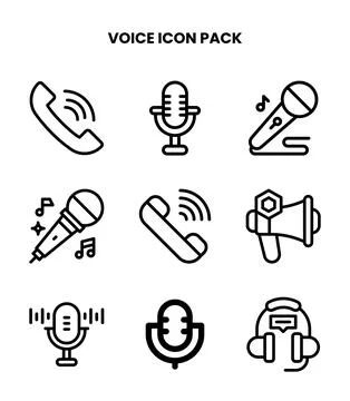 Voice Line Set Icons Pack Stock Illustration
