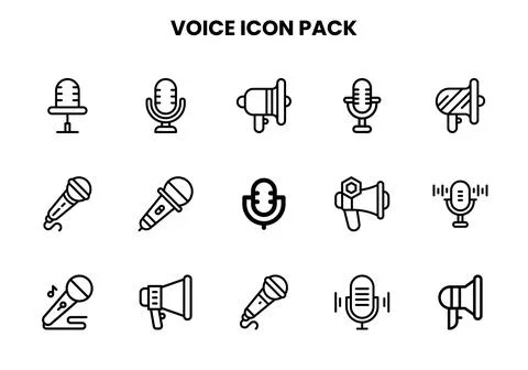 Voice Line UI Icons Pack Stock Illustration