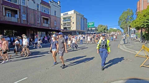 THE VOICE MARCH FOR FIRST NATIONS REFERENDUM YES VOTE SYDNEY 4K Stock Footage 250447390