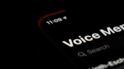 Voice memo app icon on the iPhone. Opening the app. A reminder of the Stock Footage 123890935