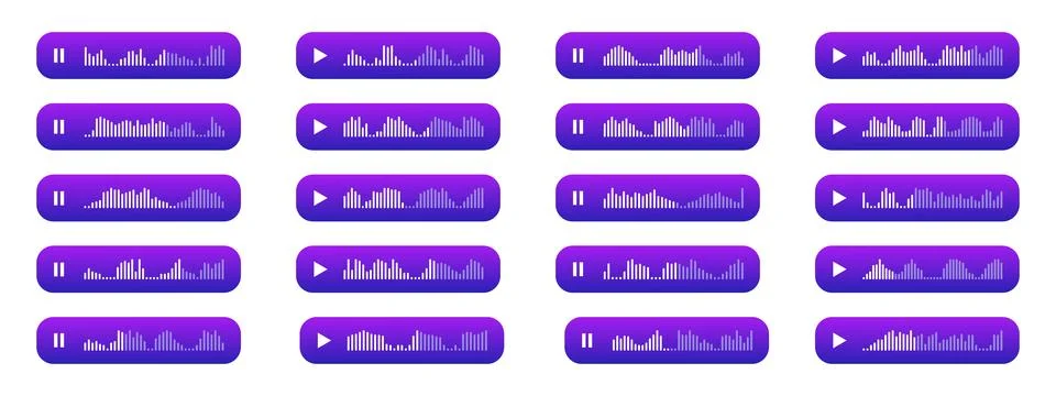 Voice memo interface elements. Waveform pattern for music player, podcasts,.. Stock Illustration