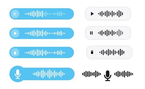 Voice message and audio chat bubbles with sound wave waveforms and playback icon Illustrazione stock