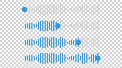 Voice message audio wave player UI set on transparent background. Illustrazione stock