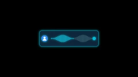 Voice Message Audio Waveform Widget with Play Button on Black Background Stock Footage 347435460