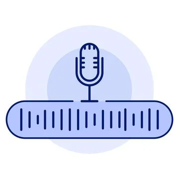 Voice message bubble icon concept with sound waves and microphone. Illustrazione stock