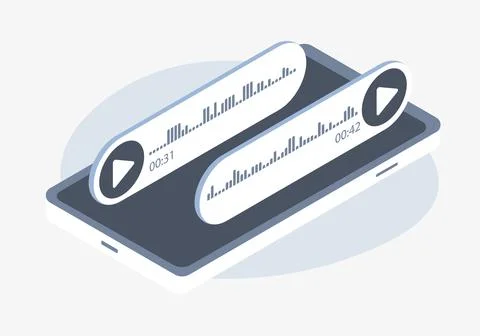 Voice message bubbles isometric vector icon concept. Voice chat messaging Stock Illustration