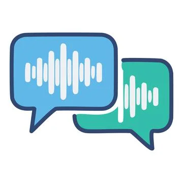 Voice message chat bubbles illustration. Colorful graphic of two chat bubbl.. Stock Illustration