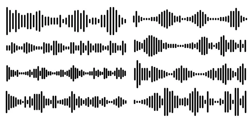 Voice message equalizer set. Audio voice line with dotted lines. Stock Illustration