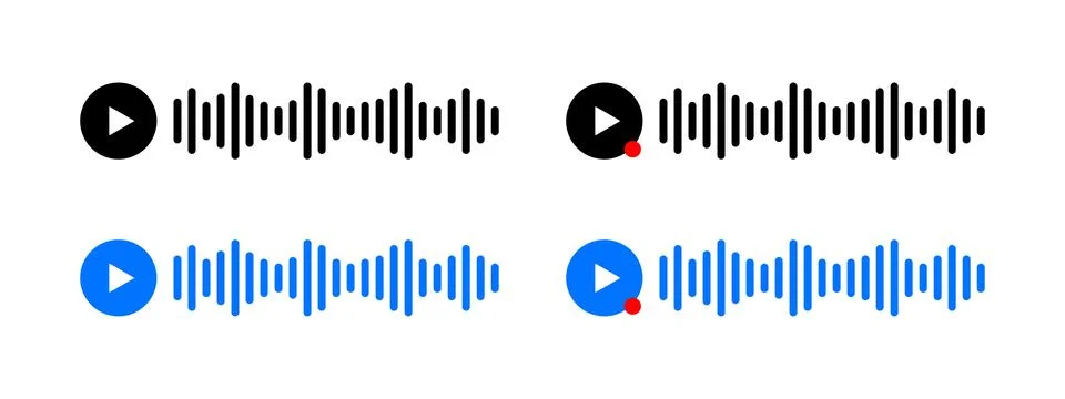 Voice message icon set. Audio message vector illustration. Sound record wav.. Stock Illustration