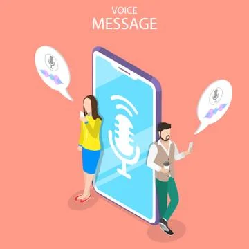 Voice message isometric flat vector conceptual illustration. Stock Illustration