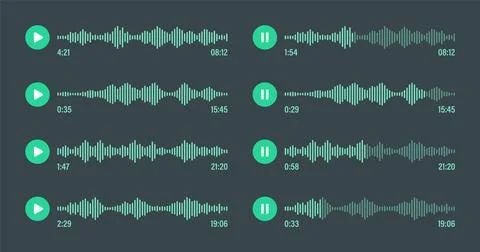Voice message, social media chat conversation. Messaging app, music player Illustrazione stock