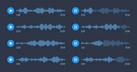 Voice message, social media chat conversation. Messaging app, music player 스톡 일러스트