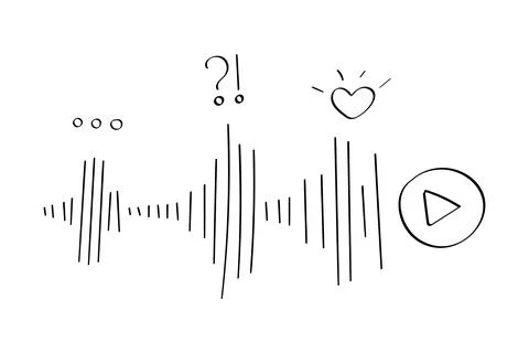 Voice Message social network, chat with reactions. Sound Wave. Doodle frequency Stock Illustration