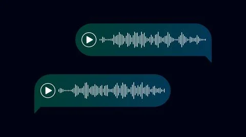 Voice messages. Bubbles with audio record. Chat messenger Ui concept. Dark theme Stock Illustration