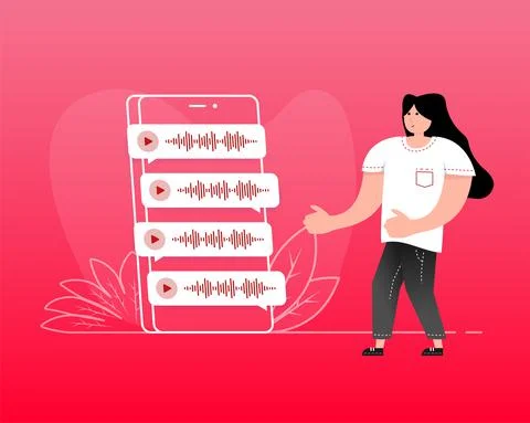 Voice messages bubbles, Message notification. Messengers and social media 스톡 일러스트