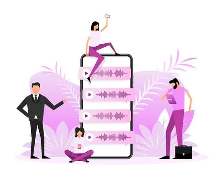 Voice messages bubbles, Message notification. Messengers and social media Иллюстрация