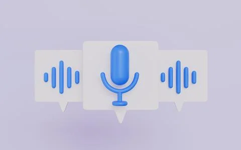 Voice messaging, Mobile phone with chat app, Audio message 3d illustration Stock Illustration