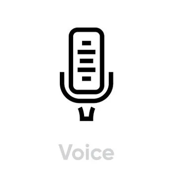 Voice Microphone icon. Editable Vector Outline. 스톡 일러스트