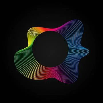 Voice music waves equalizer, Abstract wavy rainbow radio wave icon on dark 스톡 일러스트