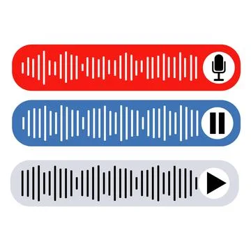 Voice note player UI design layout with microphone and pause button Stock-Illustration