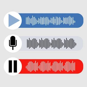 Voice note player UI design layout with microphone and pause button Stock-Illustration