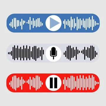 Voice note player UI design layout with microphone and pause button Stock-Illustration
