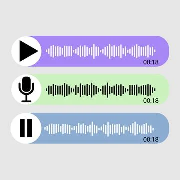 Voice note player UI design layout with microphone and pause button Stock-Illustration